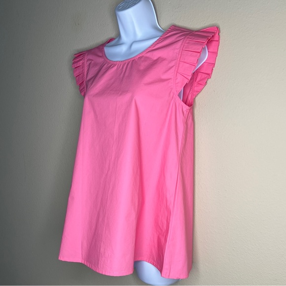 HD IN PARIS / ANTHROPOLOGIE Pink Ruffled Poplin Top - Sz XS - Picture 4 of 10